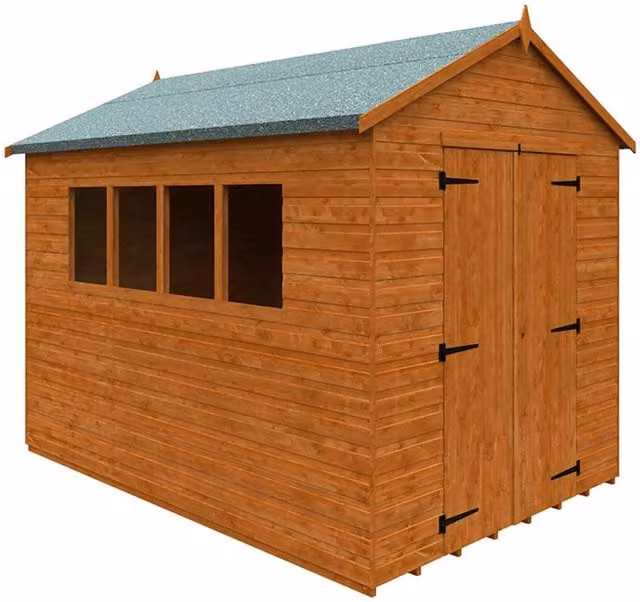 Buttercup Farm 12mm Wooden Workshop Shed with Double Doors and Window in Burnt Orange, W: 205 cm, D: 295 cm, H: 247.5 cm – 1