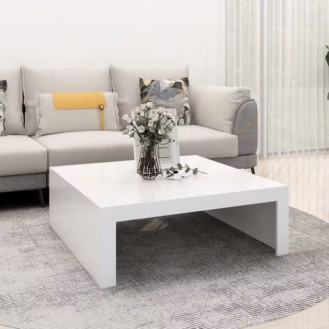 Berkfield Home Modern White Square Coffee Table, W/D/H: 100 x 100 x 35 cm – 1