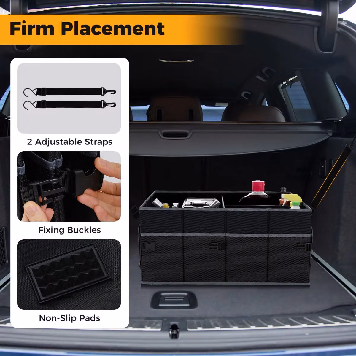 Costway Collapsible Car Trunk Organizer 48L Cargo Storage Box in Black – 7