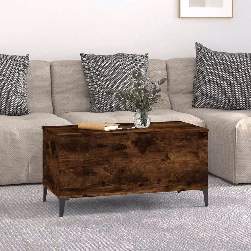 Berkfield Home Smoked Oak Coffee Table in Brown, W/D/H: 90 x 44.5 x 45 cm – 2