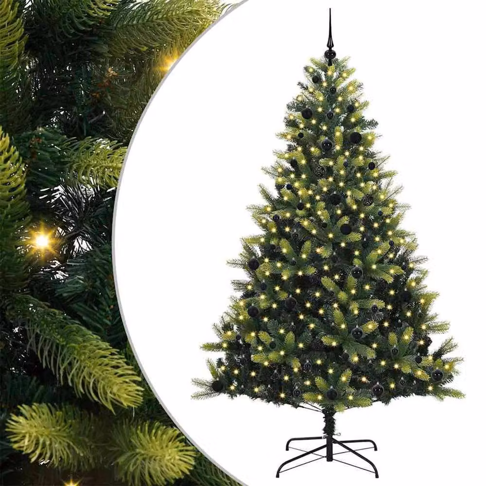 Berkfield Home Realistic Artificial Hinged Christmas Tree with 300 LEDs, Green, Height: 240 cm – 3