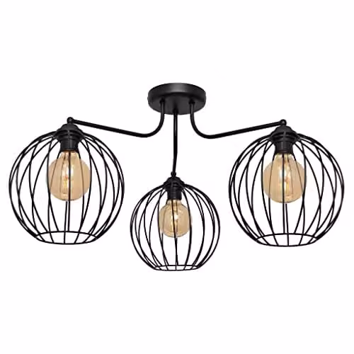 Netlighting Helam Mercure Multi Arm Semi Flush Ceiling Light in Black, Diameter: 72 cm