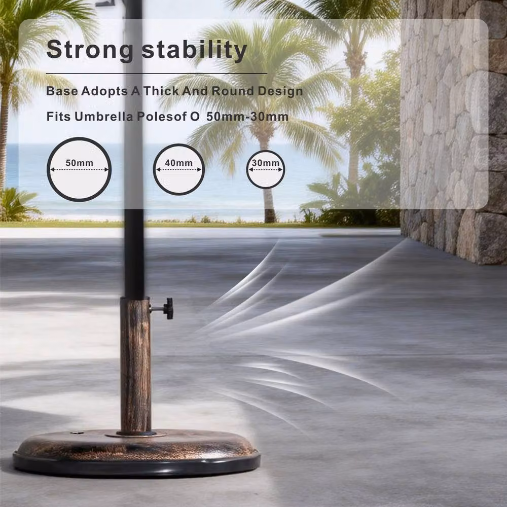 MIMO Gold Parasol Base with Iron Effect Pattern, 15kg Concrete Stand – 3