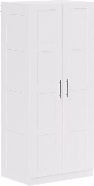 HOMCOM White Double Wardrobe with Soft Close Doors, Internal Shelves and Hanging Space, W: 80 cm, H: 180 cm