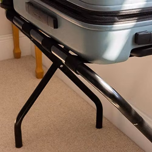 Harbour Housewares Folding Metal Luggage Rack in Black, W/D/H: 55.0 x 38.0 x 67.0 cm – 4