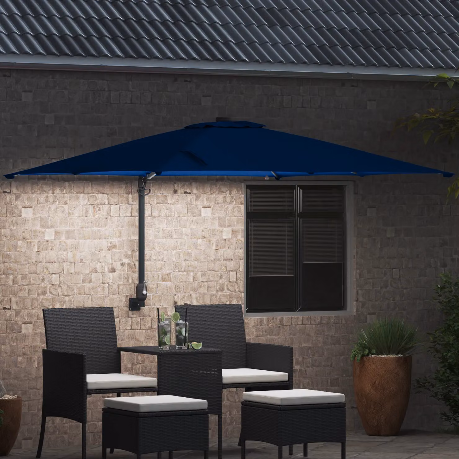 Berkfield Home Garden Blue Polyester and Steel Parasol, W/D: 250 x 250 cm, H: 160 cm – 3