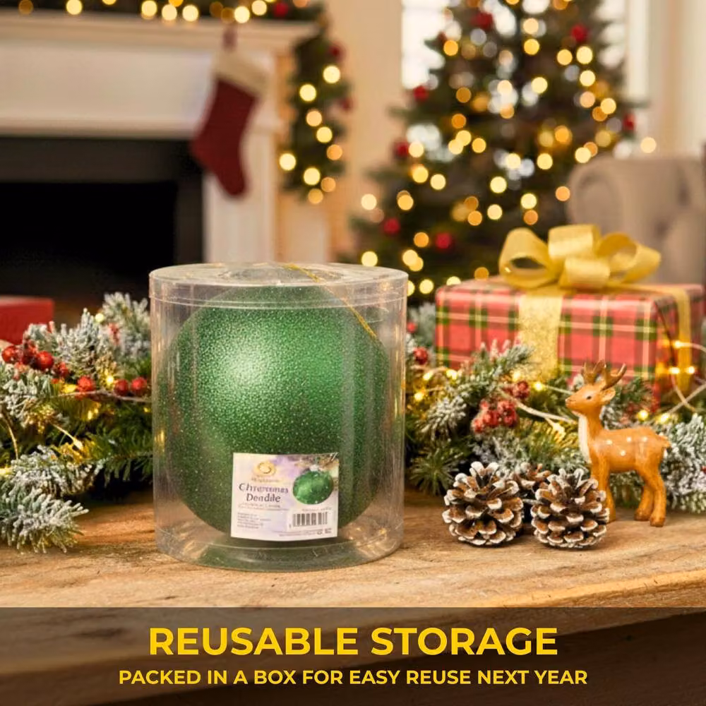 Shatchi Green Round Glitter Christmas Bauble, Diameter: 25 cm – 3