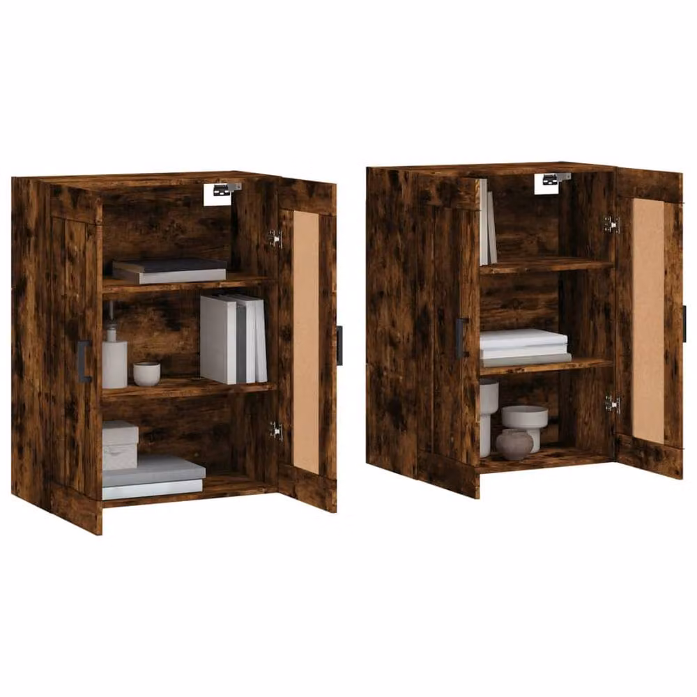 Berkfield Home Set of 2 Wall Mounted Cabinets in Smoked Oak Brown Engineered Wood – 3