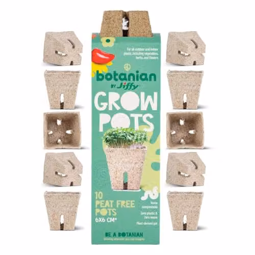 Jiffy Botanian Peat-Free Fibre Growing Pots, 10 Pack, Brown Biodegradable Sphagnum Moss Seedling Pots for Indoor and Outdoor Plants – 1