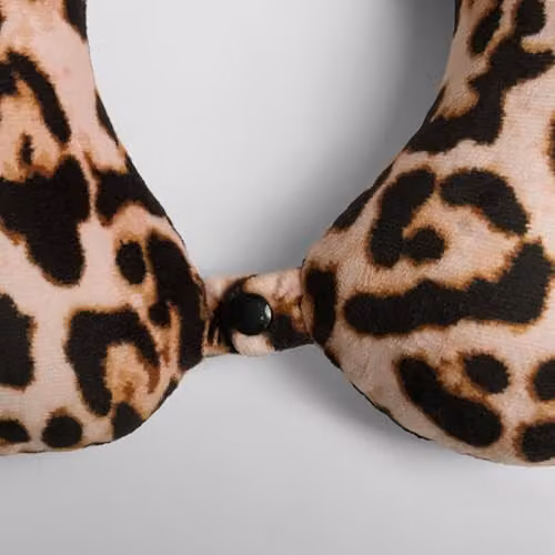 OHS Leopard Print Memory Foam U-Shaped Neck Pillow in Natural, 30 x 30 cm – 3