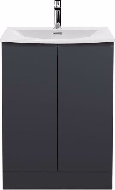 Balterley Mavesyn Contemporary 2 Door Freestanding Vanity Basin Unit, Matt Grey, Width: 60 cm