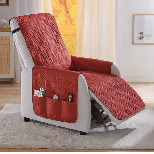 Coopers of Stortford Red Recliner Cover with Armrest Cover, Water Repellent and Stain Resistant Non-Slip Design – 1