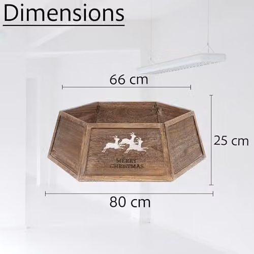 Shatchi Hexagon Wooden Christmas Tree Collar in Brown – 2