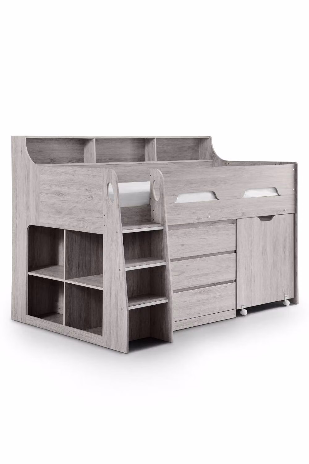 Julian Bowen Jupiter Grey Oak Midsleeper Cabin Bed with Stairs and Drawers, W/D/H: 90 x 190 cm – 2