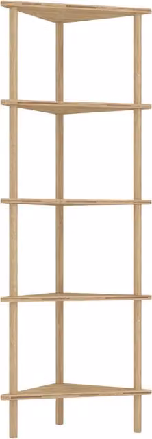 HOMCOM 5-Tier Bamboo Corner Storage Shelf, Freestanding Minimalist Shelving Unit in Brown, W/D/H: 41.5 x 21.5 x 114 cm