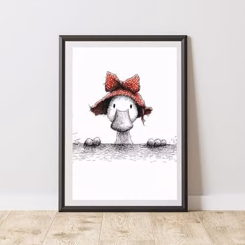 60 Second Makeover Peeking Goose Print Wall Art Poster, Multicolour, A3