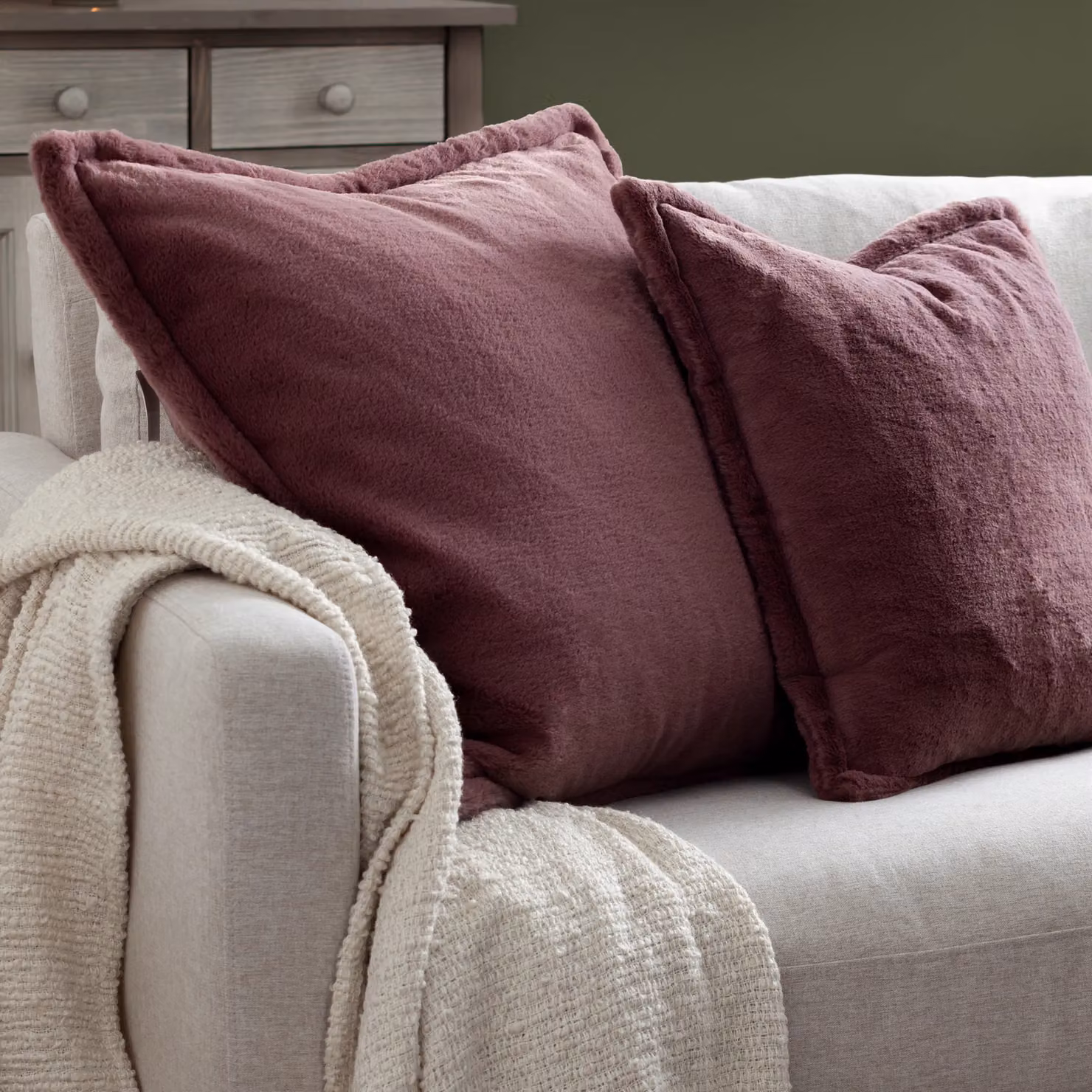 Furn Kallu Faux Fur Polyester Filled Square Cushion in Purple, 55 x 55 cm – 4