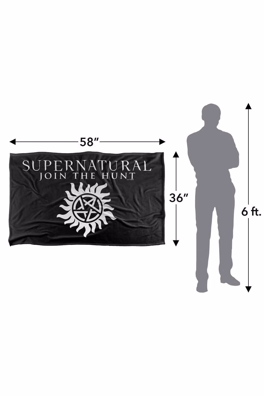 Warner Bros. Supernatural Logo Silky Touch Super Soft Fluffy Polyester Throw Blanket in Black and Multicolour, Large – 3