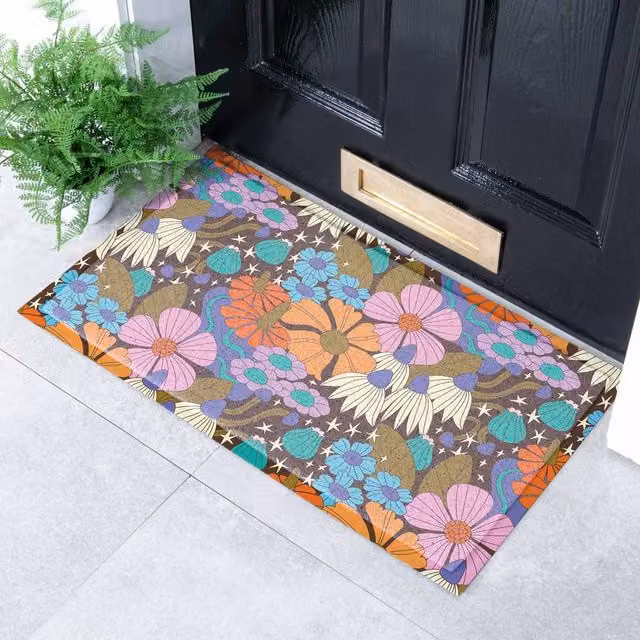 Artsy Mats Elizabeth Olwen Magic Florals Indoor/Outdoor Doormat, Multicolour, W: 70 cm, D: 40 cm – 1