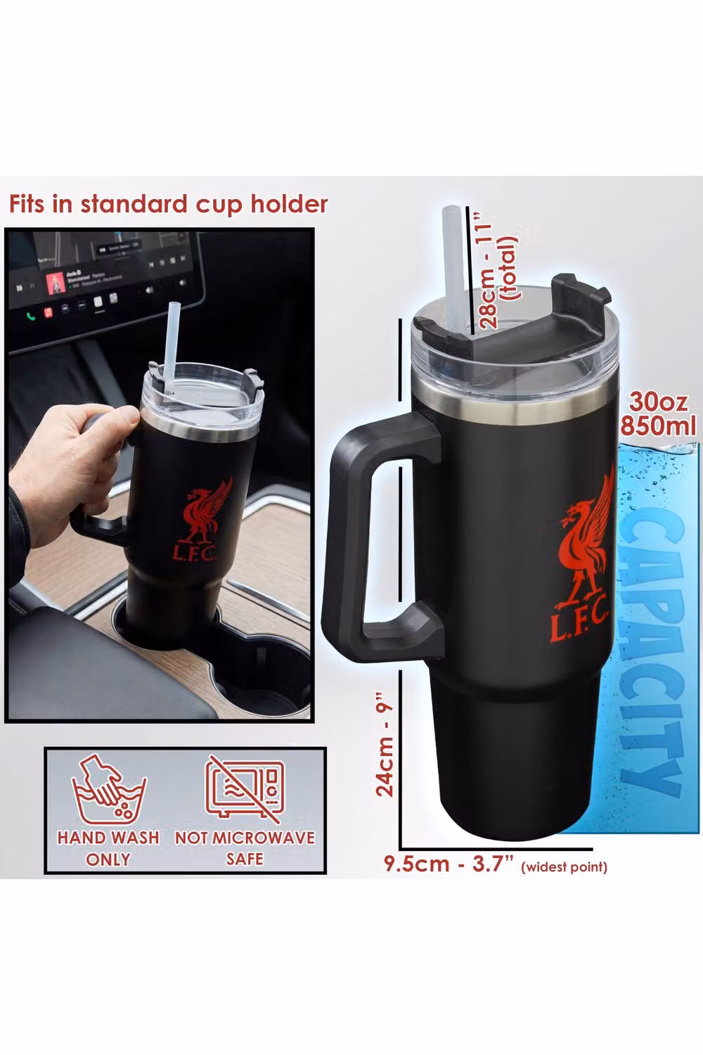 Get Trend Liverpool FC Insulated Stainless Steel Tumbler with Straw and Handle, Black, 850ml – 8