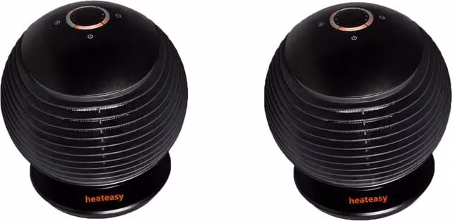 Heateasy 1500W Portable Electric Fan Heater with Remote Control and Overheat Protection, Black, Pack of 2