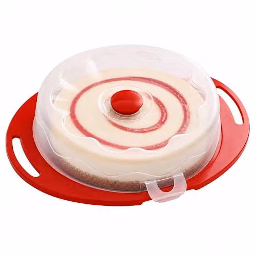 Orsina Red Airtight Cake Storage Box and Carrier with Clip-Lock Lid and Handles, W: 35 cm, D: 27 cm, H: 7 cm