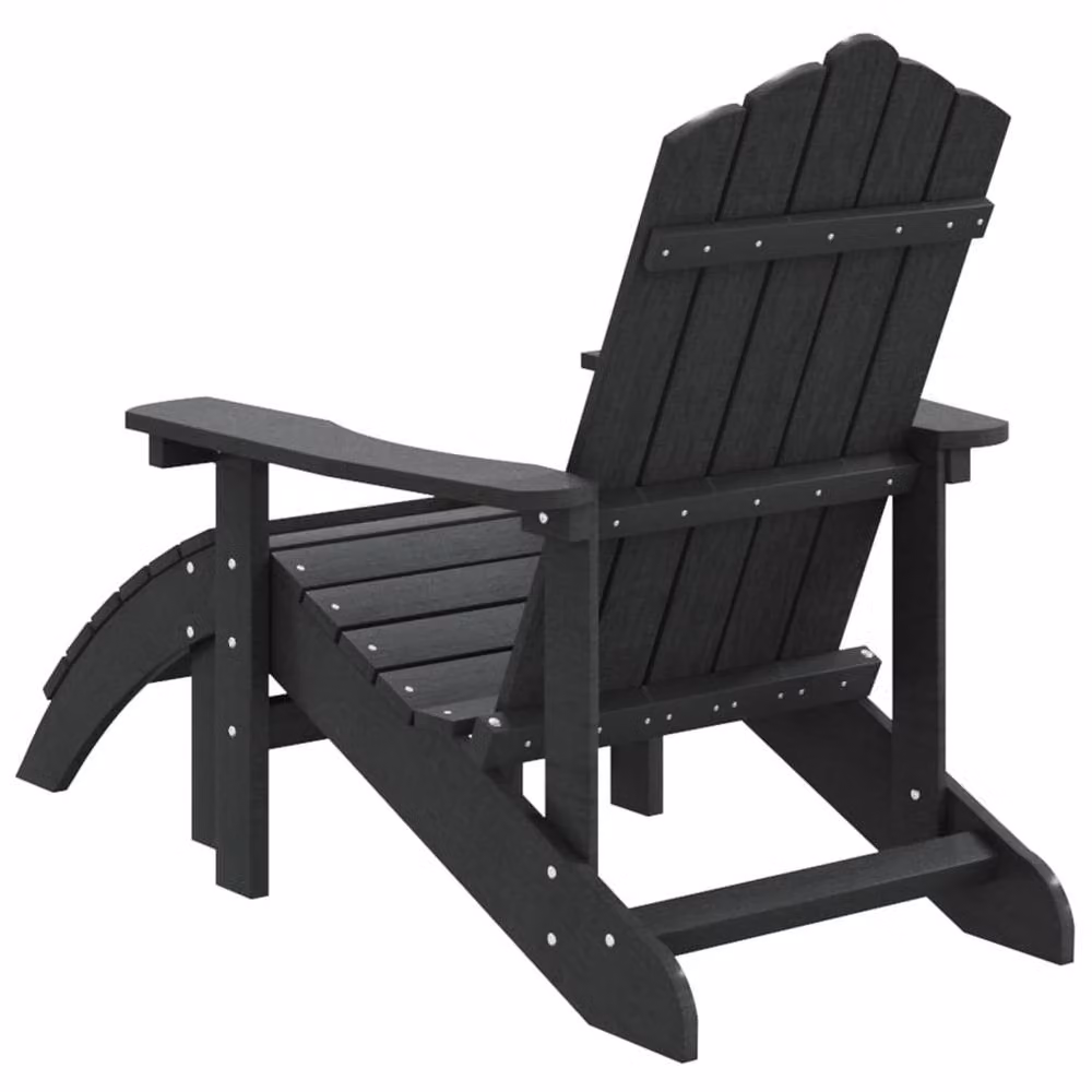 Berkfield Home Garden Adirondack Chair with Footstool in Anthracite Black HDPE Composite – 4