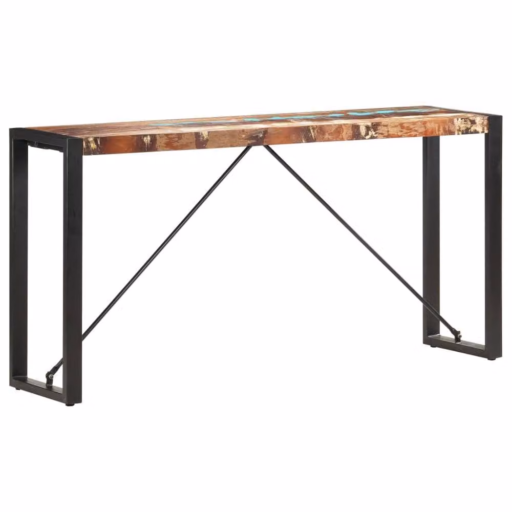 Berkfield Home Beautiful Console Table in Brown Solid Reclaimed Wood, W/D/H: 150 x 35 x 76 cm – 1