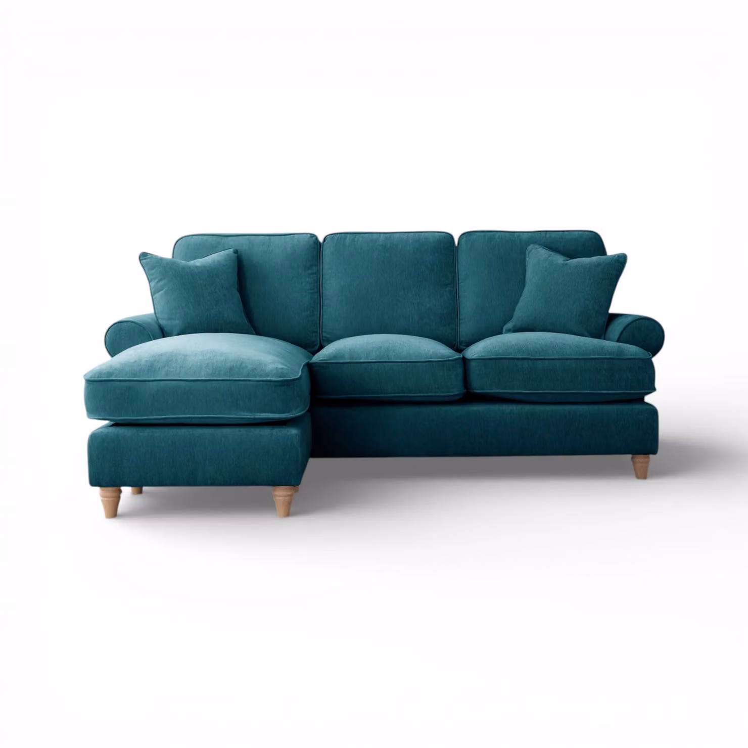 The Great Sofa Company Ezra Left Hand Velvet Chaise Sofa in Emerald Green with Scroll Arms – 2