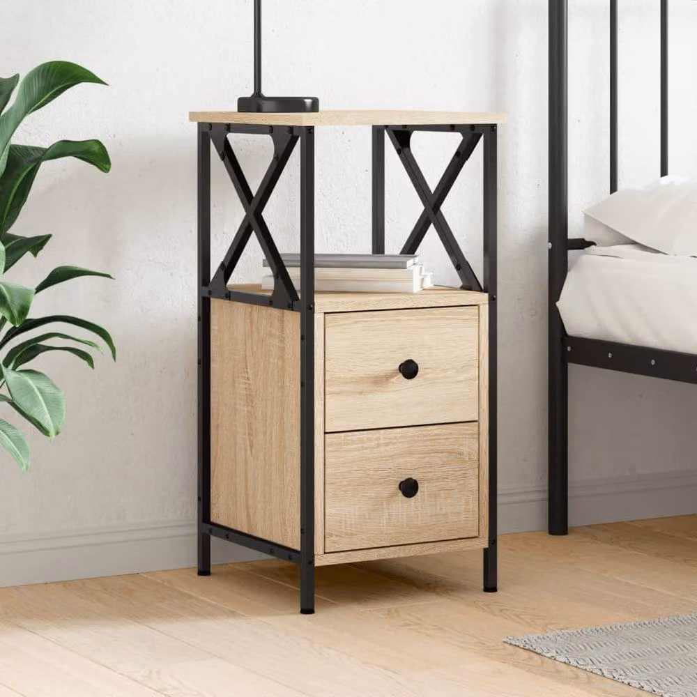 Berkfield Home Bedside Cabinet in Sonoma Oak Brown, W/D/H: 34 x 35.5 x 70 cm – 2