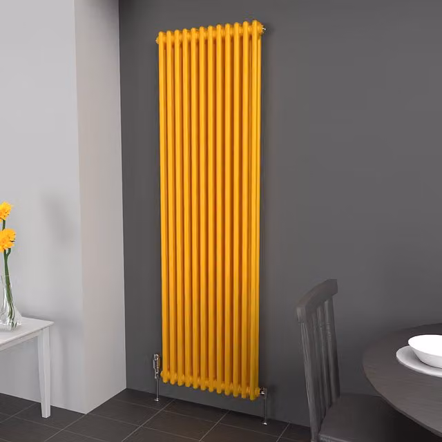 Lux Heat Vertical Coloured Column Radiator in Sunflower Yellow, H 180 cm x W 56 cm