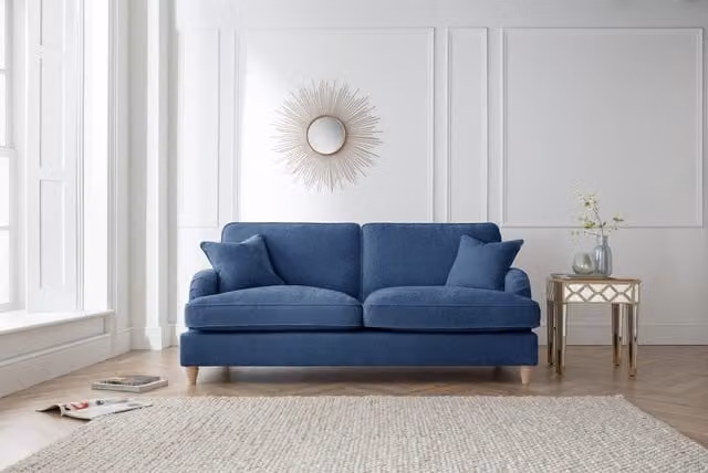 The Great Sofa Company Orla 3 Seater Upholstered Fabric Sofa in Manhattan Navy Blue