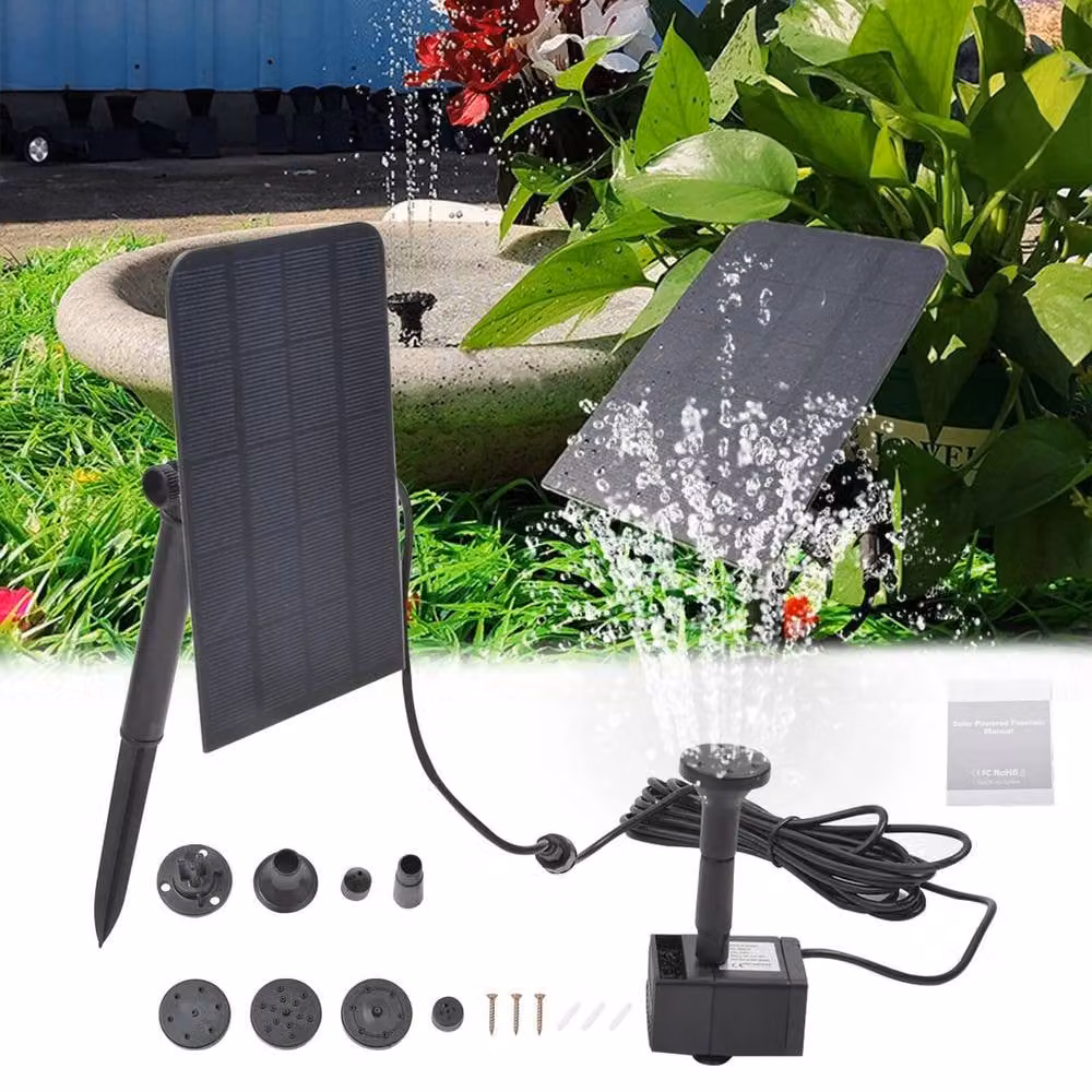 SPETLEK Solar Powered Water Pump Fountain for Garden Pools and Ponds, Black, 0.6m2 – 3