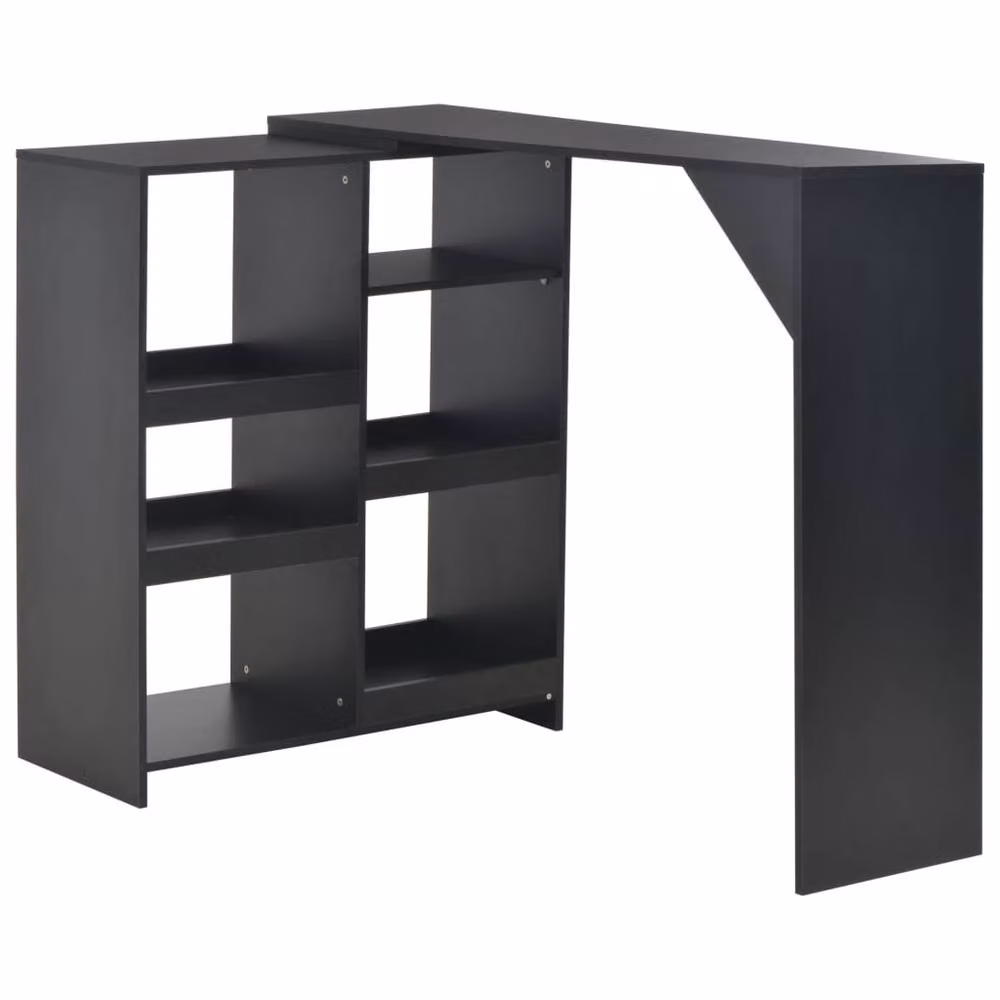 Berkfield Home Bar Table with Moveable Shelf, Black, W: 138 cm, D: 39 cm, H: 110 cm – 2