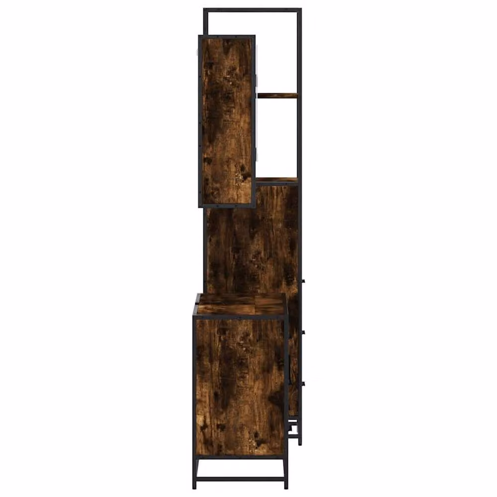 Berkfield Home 3 Piece Industrial Bathroom Furniture Set in Brown Smoked Oak – 4