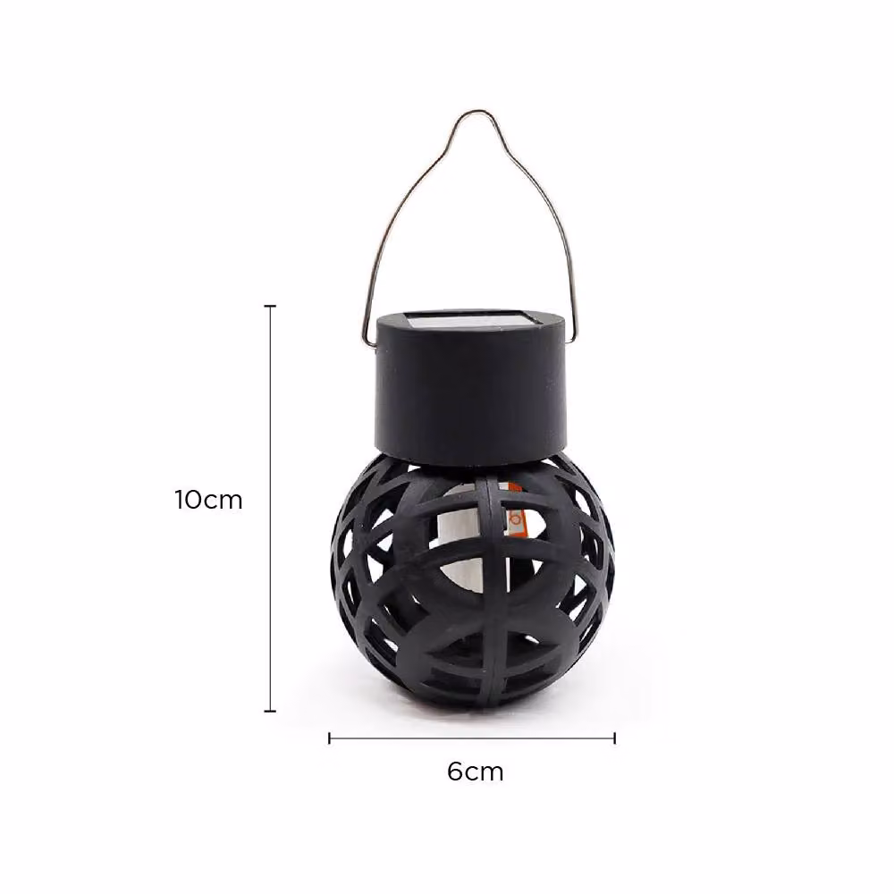 Voltico 4 Pack Solar Lattice Flame Hanging Outdoor Lantern Lights in Black – 2
