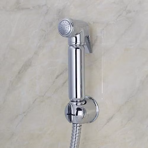 Nes Home Handheld Bidet Jet Spray and Diverter Kit in Chrome Silver Brass