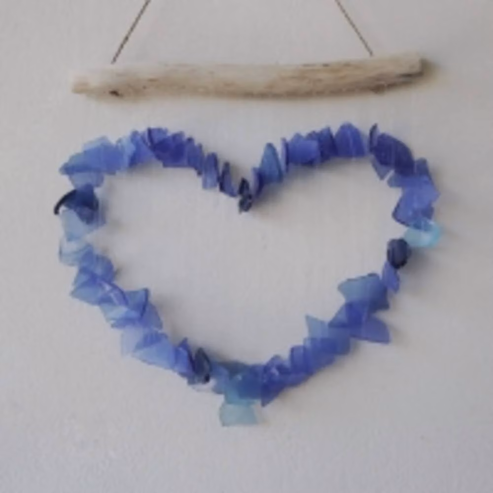 Serenityy Love Chime Blue Glass Hanging Heart Decor – 2