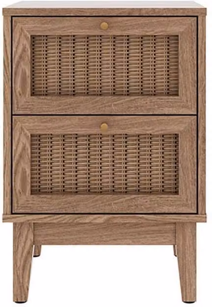 Lemon Pavilion Furniture Bordeaux Bedside Cabinet in Brown Oak with Rattan Details, W: 40 cm, D: 35.5 cm, H: 58.7 cm – 2