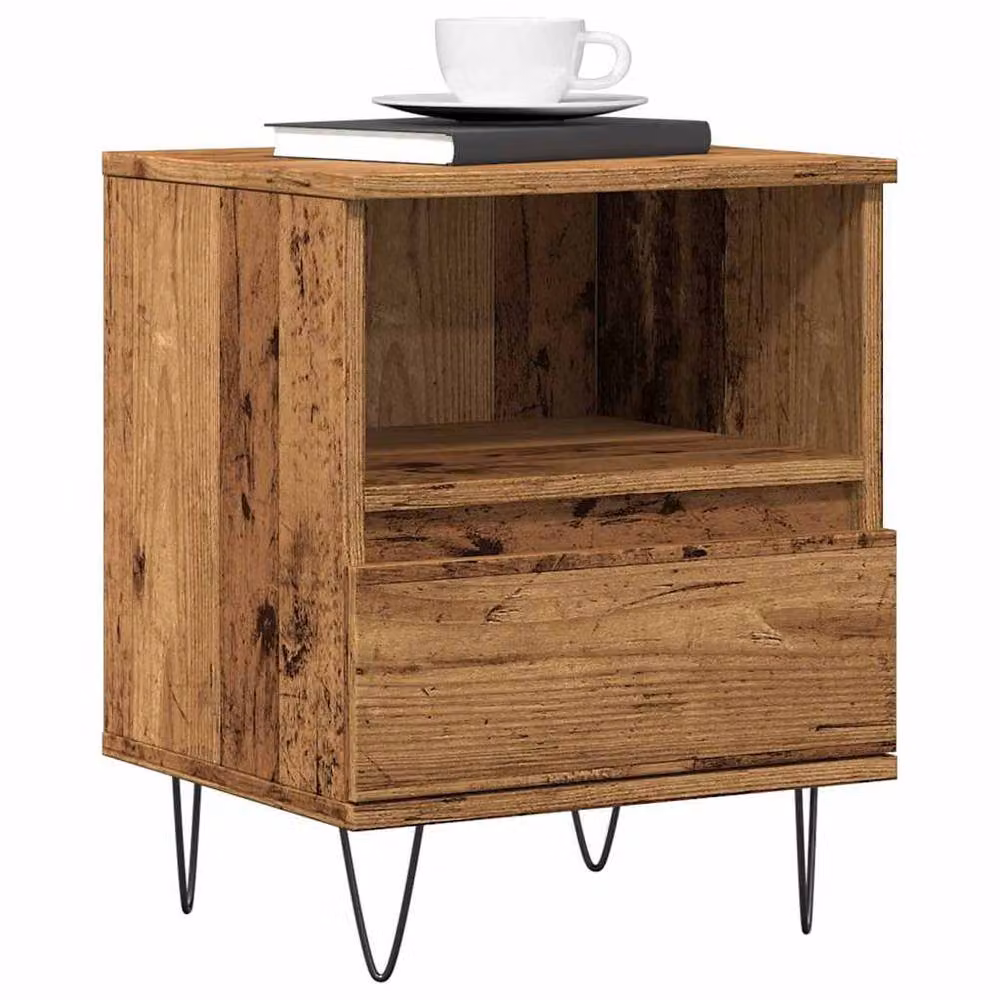Berkfield Home Modern Bedside Cabinet in Brown Old Wood, W/D/H: 40 x 35 x 50 cm – 2