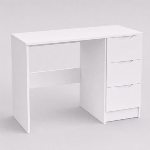 FWStyle Luno White 3 Drawer Dressing Table, W: 99 cm, D: 40 cm, H: 72 cm – 1