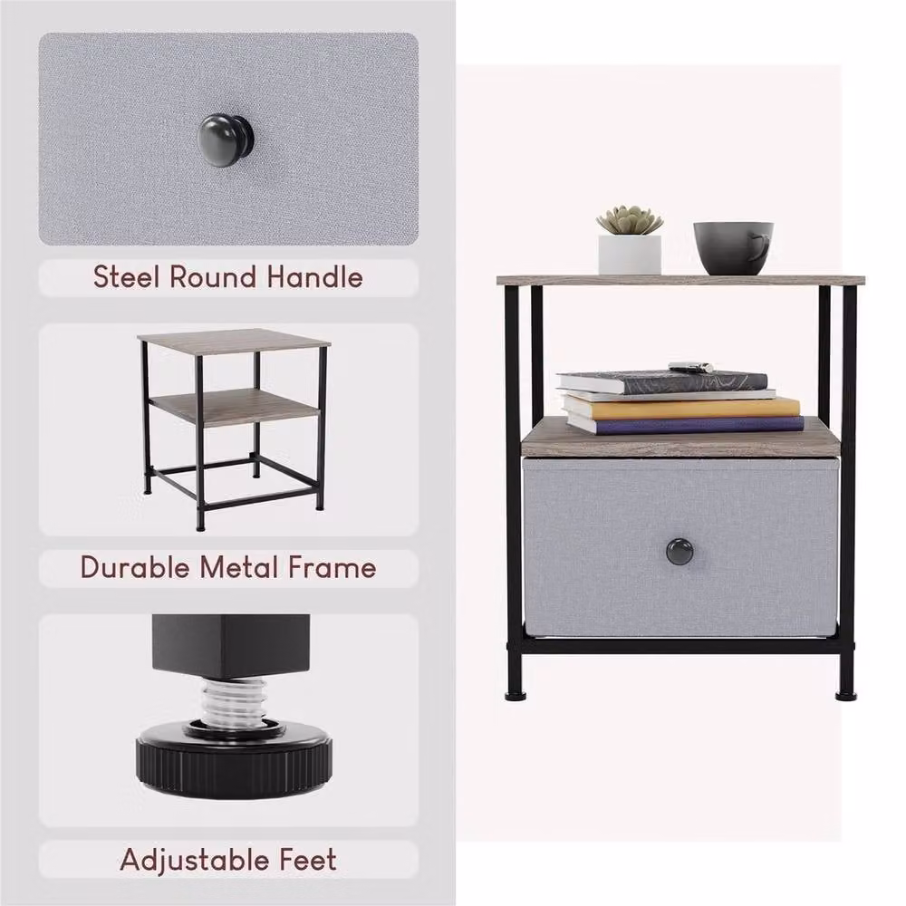 ERGOVEXA 1 Drawer Bedside Table and Chest of Drawers in Grey – 4