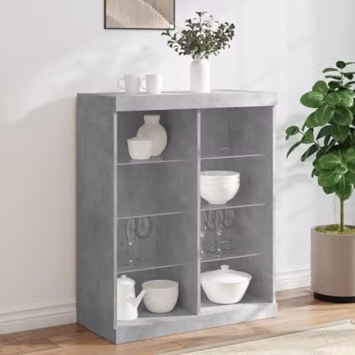 vidaXL Modern Sideboard with Integrated LED Lights in Concrete Grey, W: 81 cm, D: 37 cm, H: 100 cm – 2