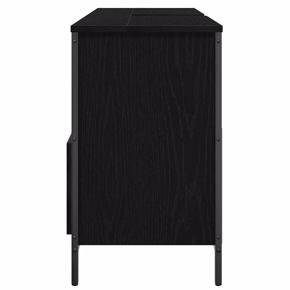 Berkfield Home Black Oak Bathroom Basin Cabinet with Drawers W: 90 cm, D: 34.5 cm, H: 60 cm – 5