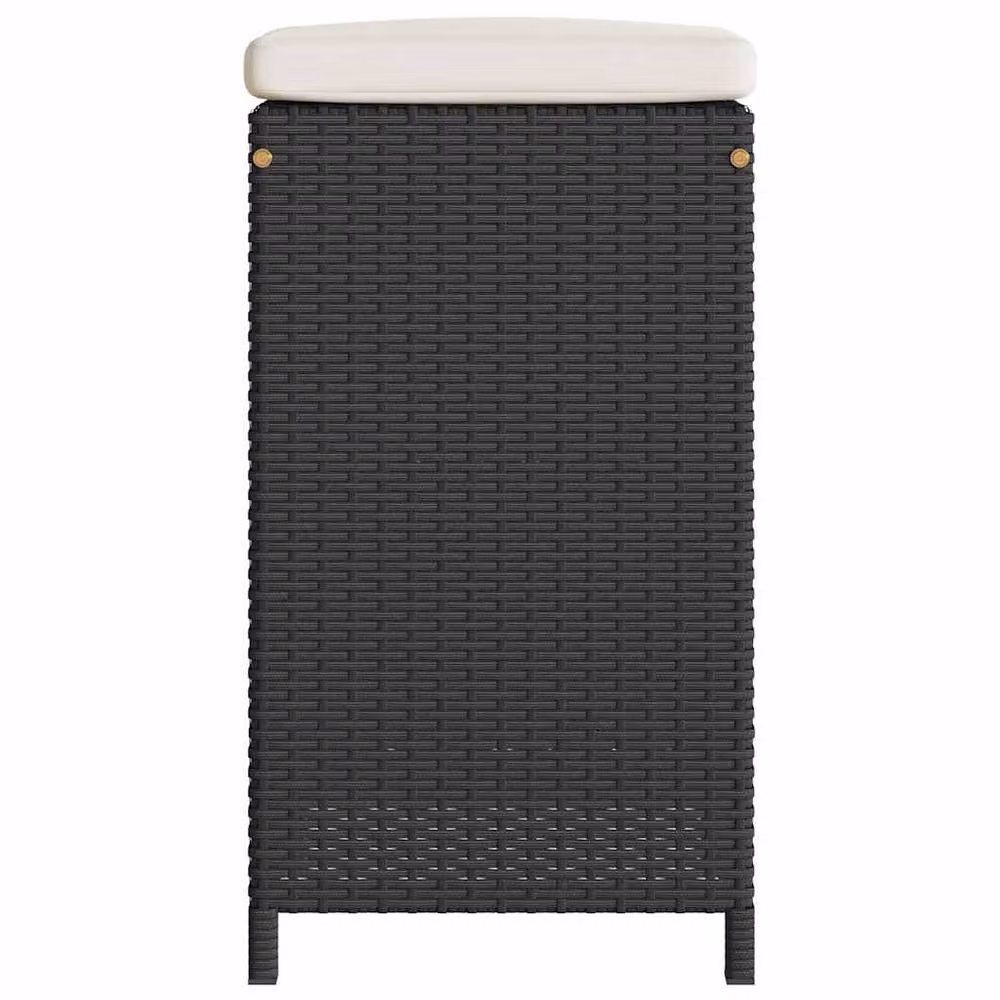 Berkfield Home Beautiful Set of 2 Black Poly Rattan Garden Bar Stools with White Fabric Cushions – 5