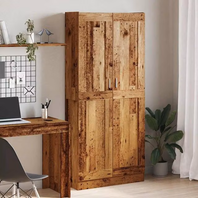 Berkfield Home Old Wood Highboard in Brown, W: 82.5 cm, D: 30.5 cm, H: 185 cm