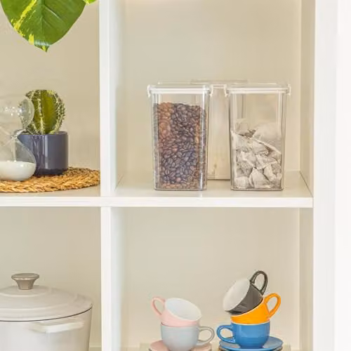 Argon Tableware Pack of 3 Airtight Food Storage Containers, 1.3 l, White and Transparent, Leakproof and Stackable Plastic Containers with Clip Lids – 2
