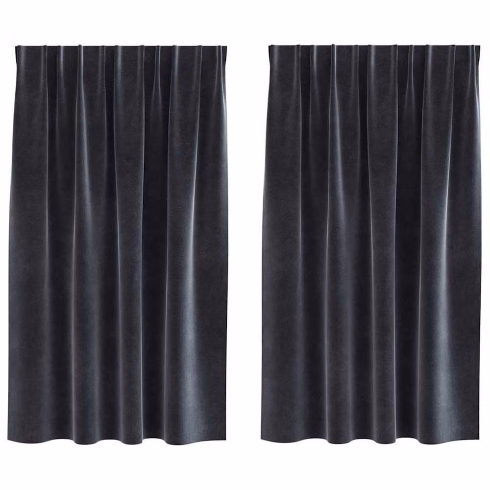 Berkfield Home Elegant Dark Grey Velvet Blackout Curtains with Top Tape, 2 Pack – 3