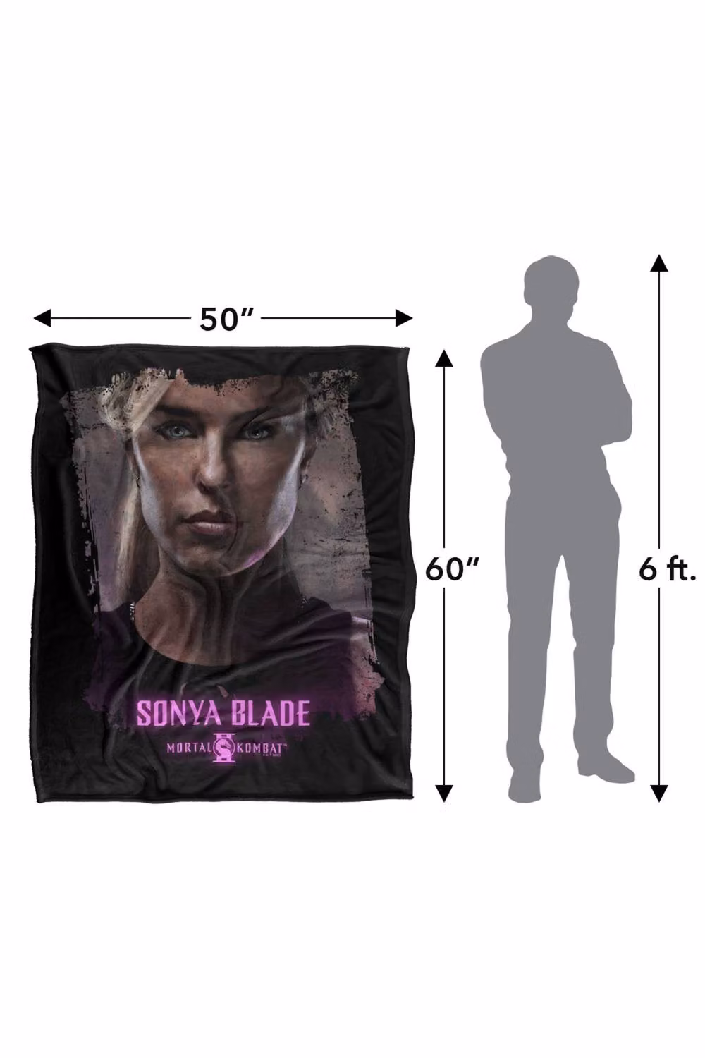 Warner Bros. Mortal Kombat 2 Sonya Blade Portrait Super Soft Polyester Throw Blanket, Multicolour, Extra Large – 3