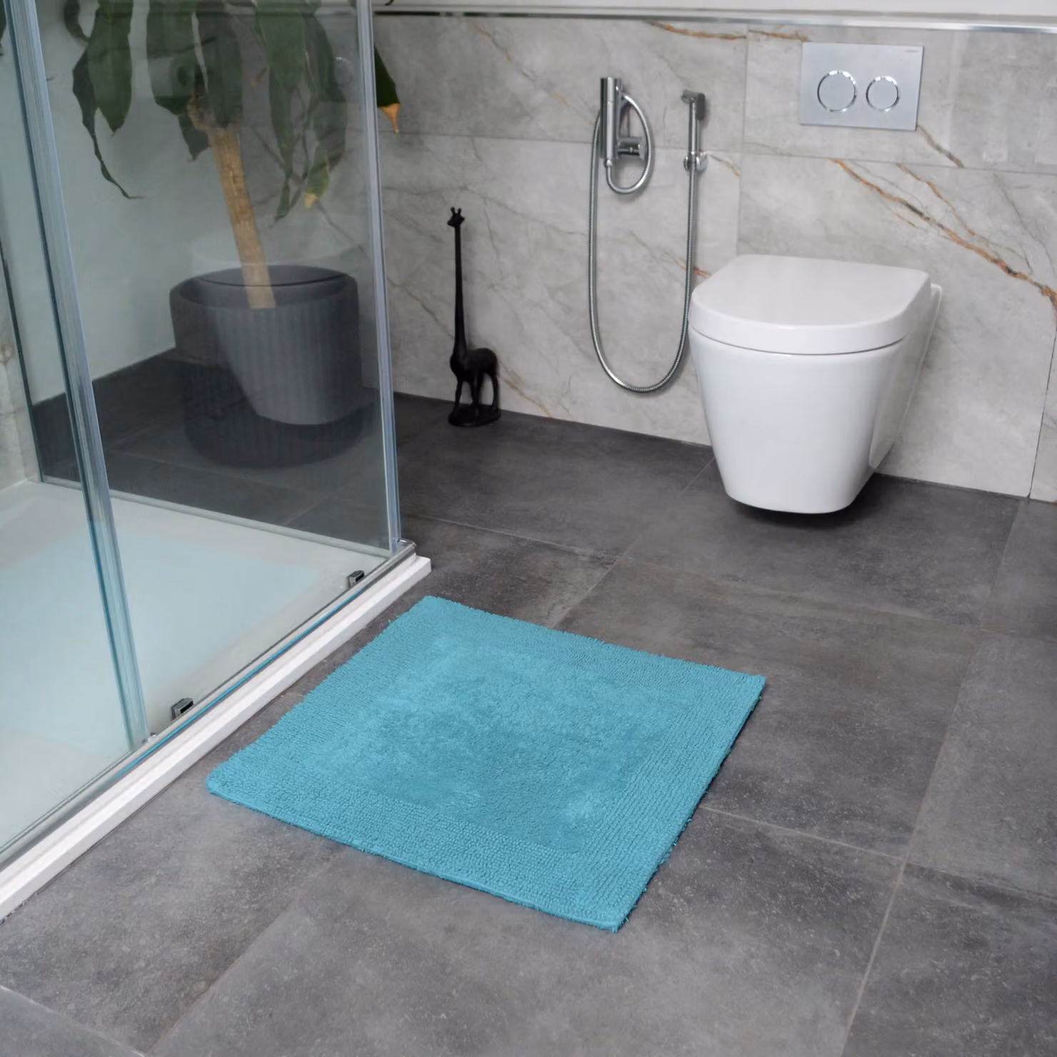 Allure Bath Fashions Elegance Reversible Heavyweight Cotton Square Shower Mat in Turquoise, W/D/H: 55 x 55 x 55 cm – 2